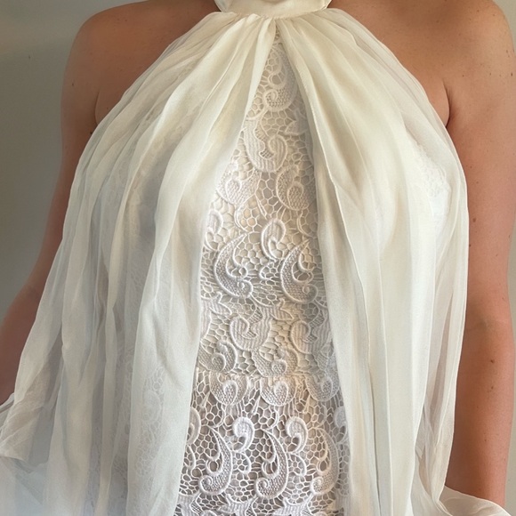 Jovani Lace Gown White - Picture 3 of 5